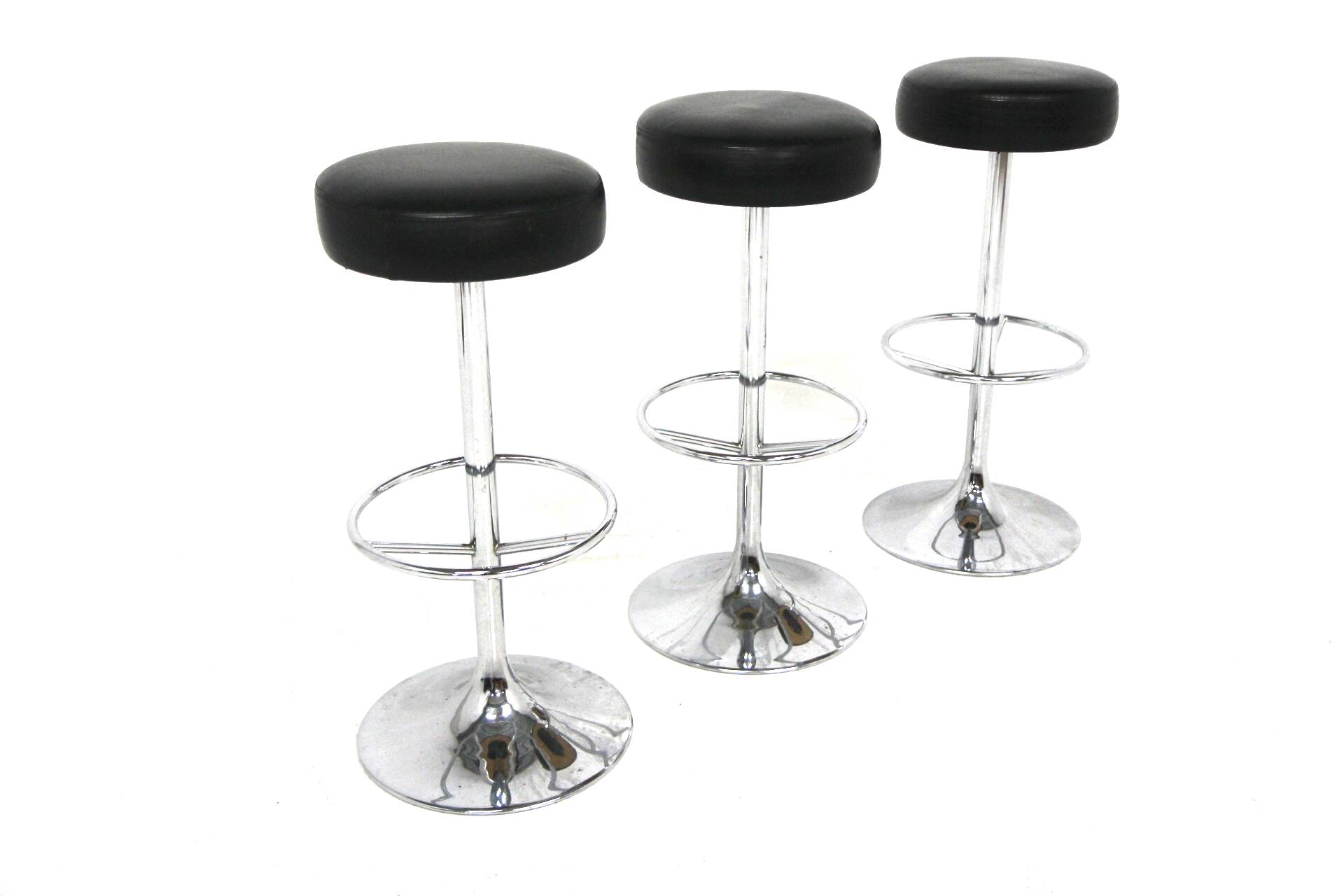 Set of 3 leather bar stools, Börje Johansson, Markaryd, Sweden, 1970