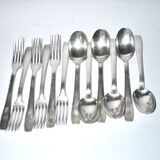Set of 6 silver-plated Art Deco table spoons and 6 forks ARGENTAL near Boreal 21cm