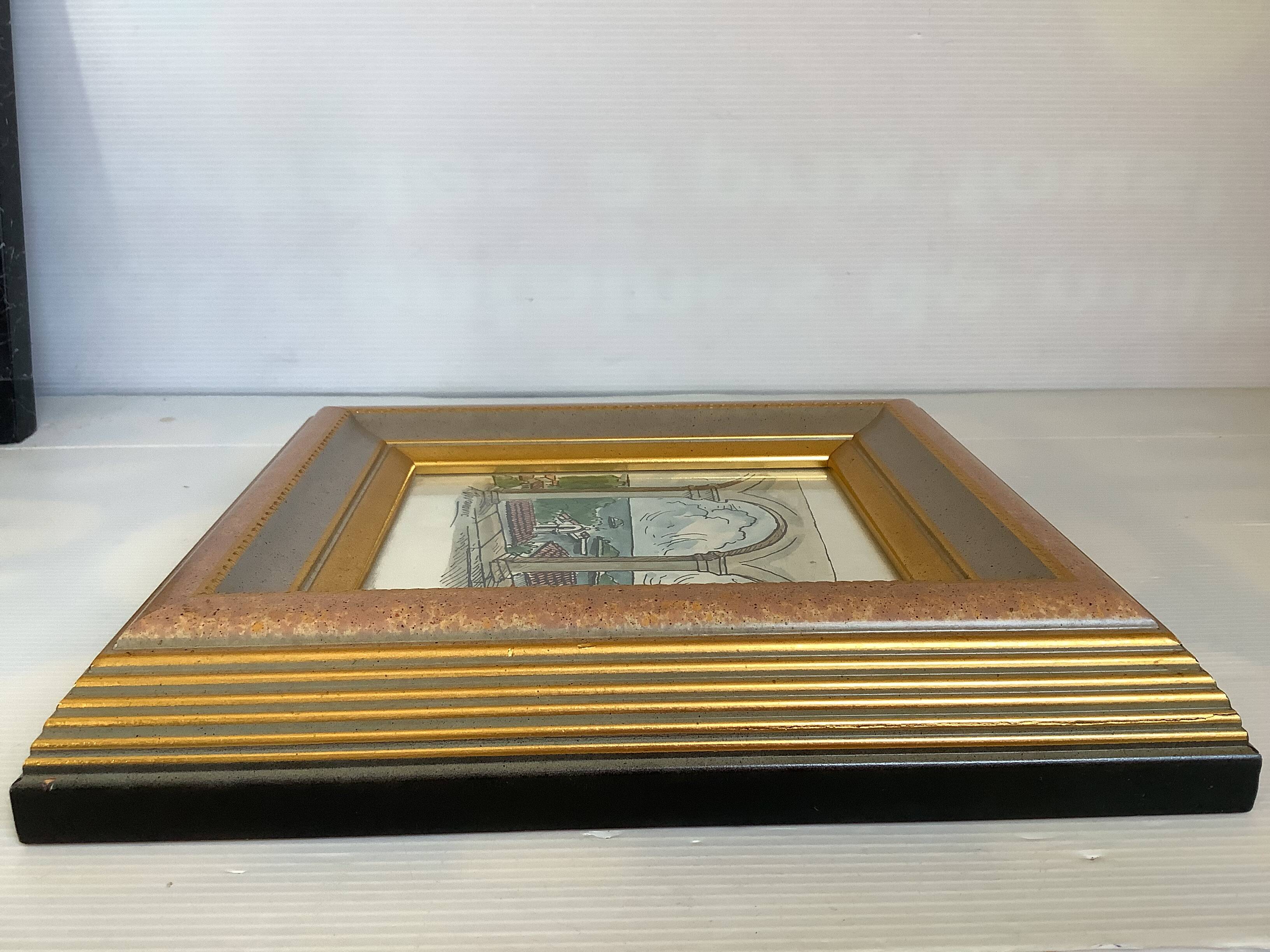 Watercolour painting signed, sea view, marine.