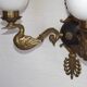 Pair Of Lucien Gau Style Double Swan Wall Lights With Opaque Glass Shades