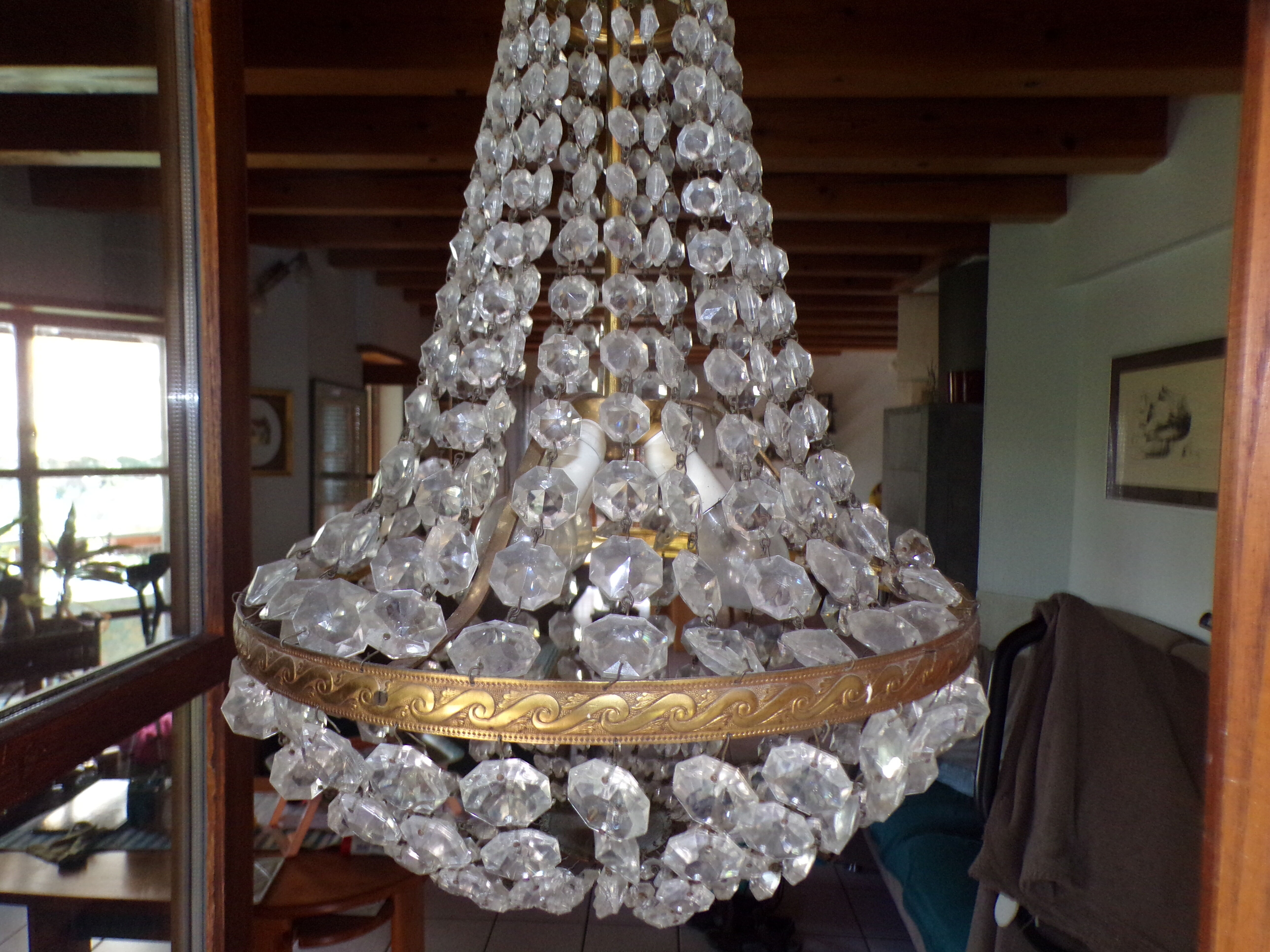 Lustre montgolfière à pampilles