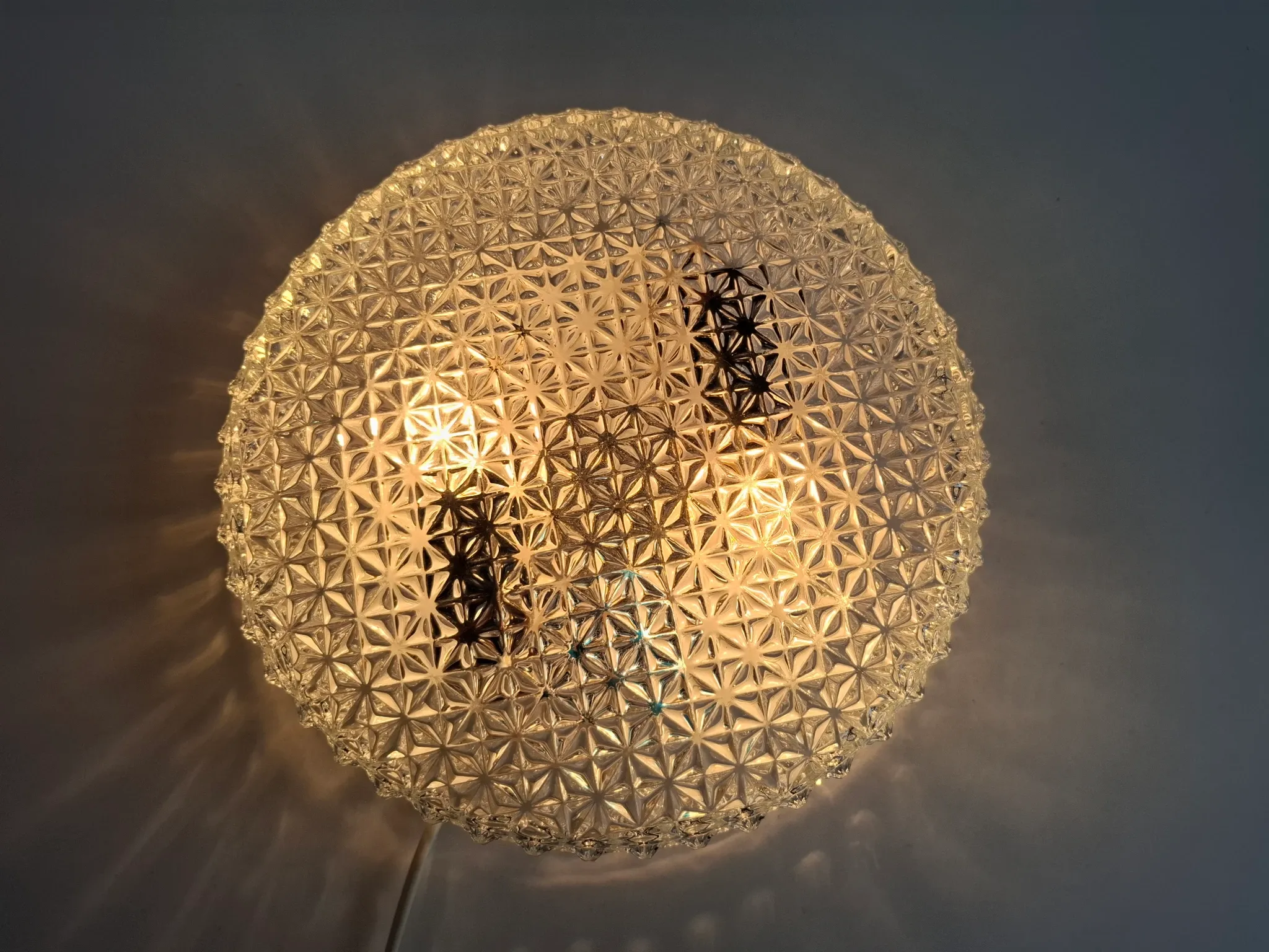1990s Czech Geometric Glass Ceiling or Wall Light