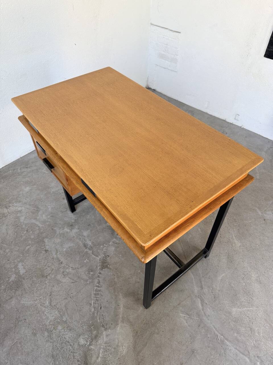 Modernist 50s oak metal desk