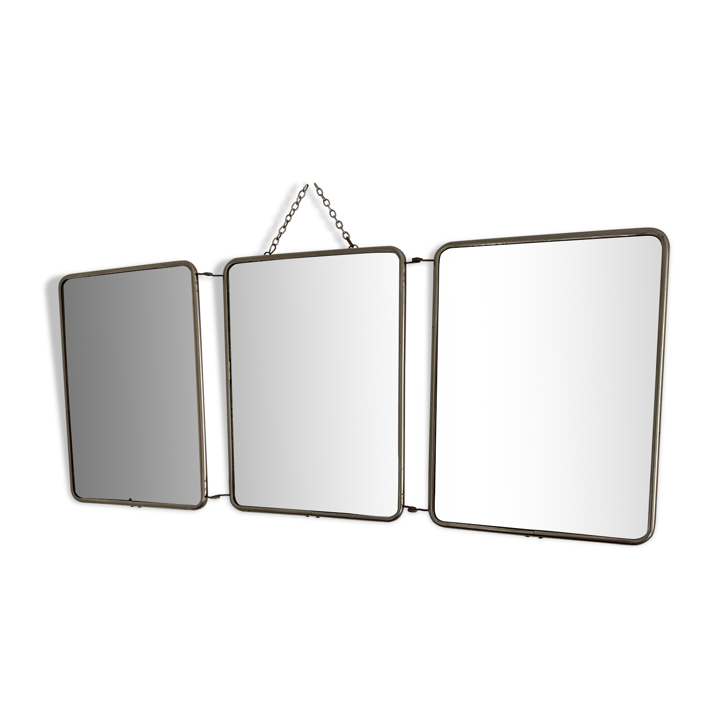 Vintage mirror 1960 triptych barber blue king - 24 x 59 cm