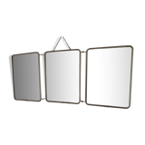 Vintage mirror 1960 triptych barber blue king - 24 x 59 cm