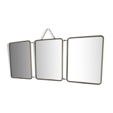Vintage mirror 1960 triptych barber blue king - 24 x 59 cm