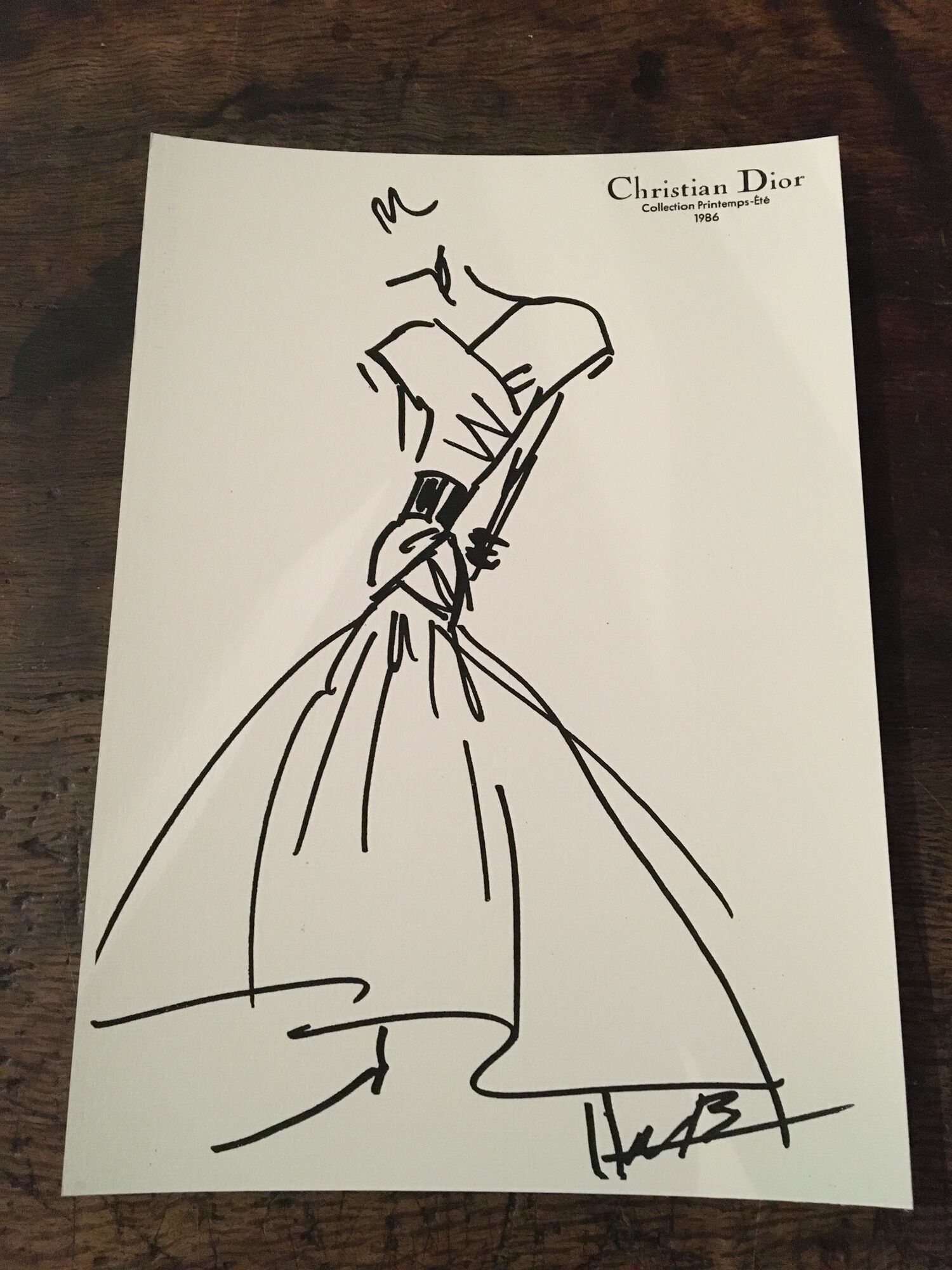 Press fashion illustration "spring collection - summer 1986" Christian Dior