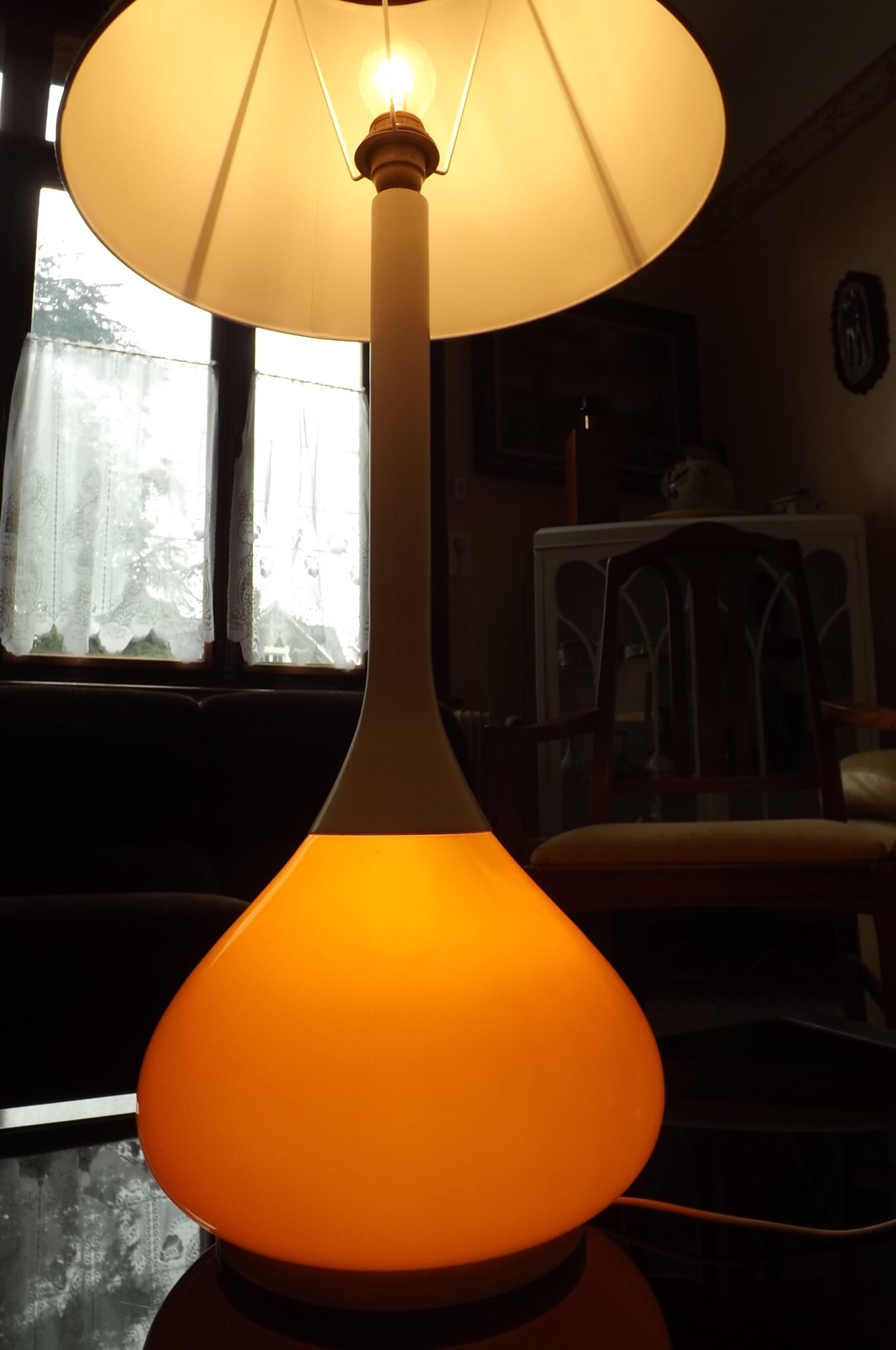 Orange 1960-70 vintage opaline drop lamp