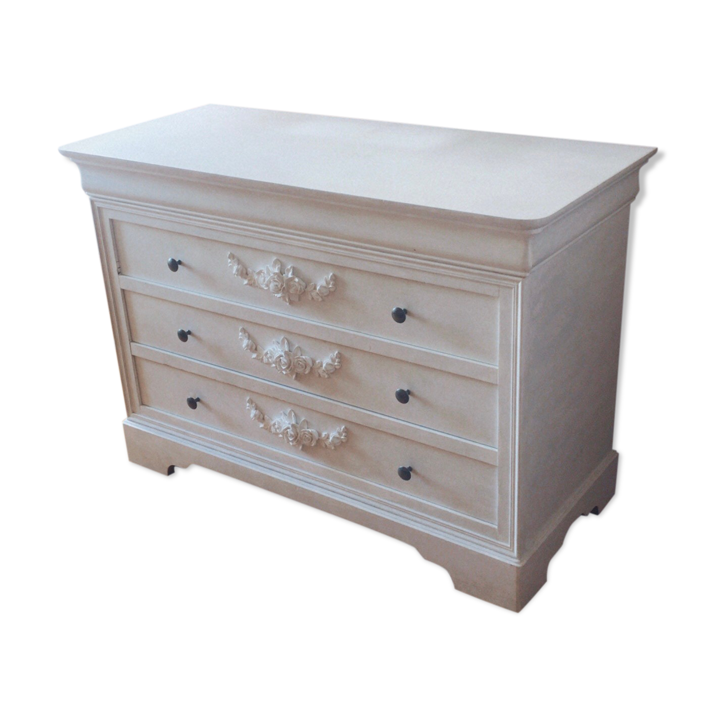 Vintage white dresser with Shabby chic moldings