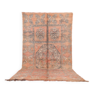 Tapis marocain vintage couleur pêche 183 x 335 cm - Tapis berbère fait main - Tapis en laine