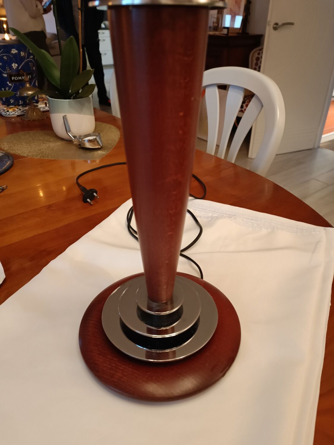 Art deco mahogany desk lamp foot