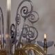 Venetian chandelier in blue and amber Murano glass, 12 light arms, circa 1980.