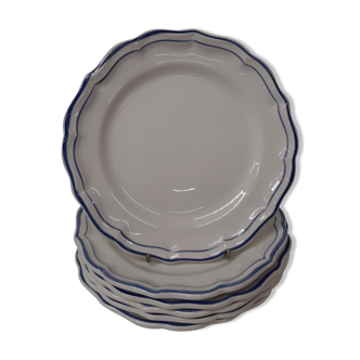 Lot de 6 assiettes lunch collection filets bleu