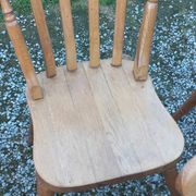 Set of 4 chairs and 1 armchair in mountain style made of oak.
