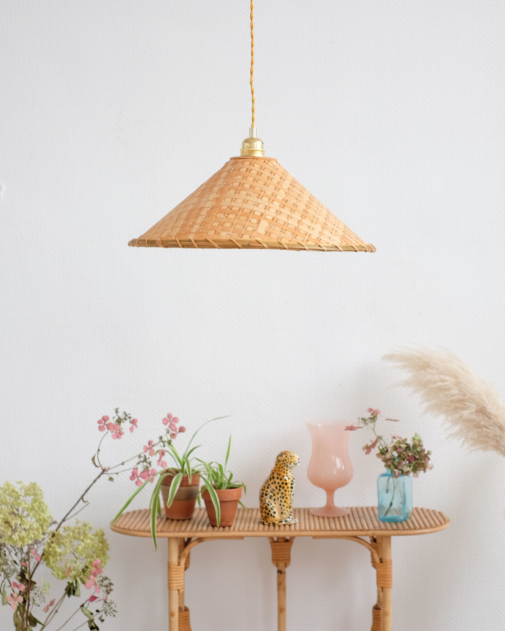 Vintage wicker pendant lamp