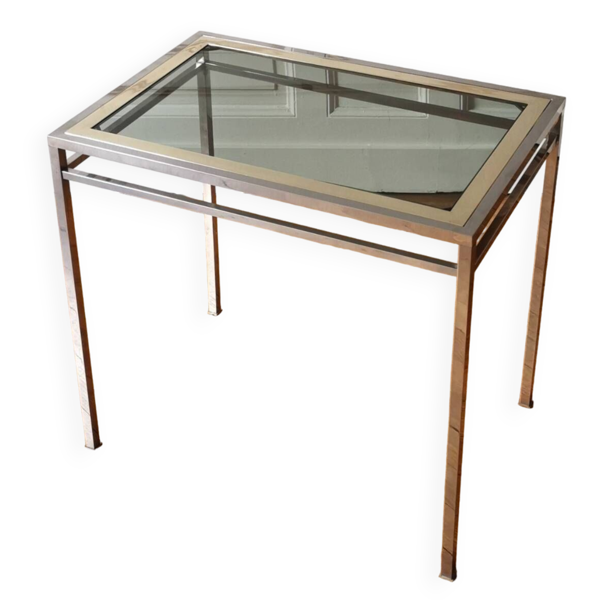 Chrome brass side table, 1970.