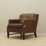 Fauteuil en cuir marron, design danois, années 1960, production: Danemark