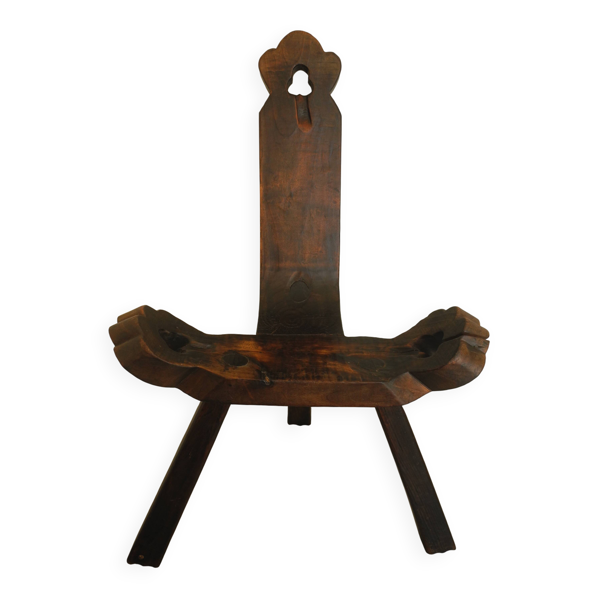vintage tripod chair brutalist wood decor 50s brutalist