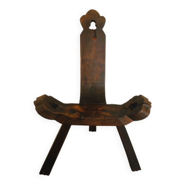vintage tripod chair brutalist wood decor 50s brutalist
