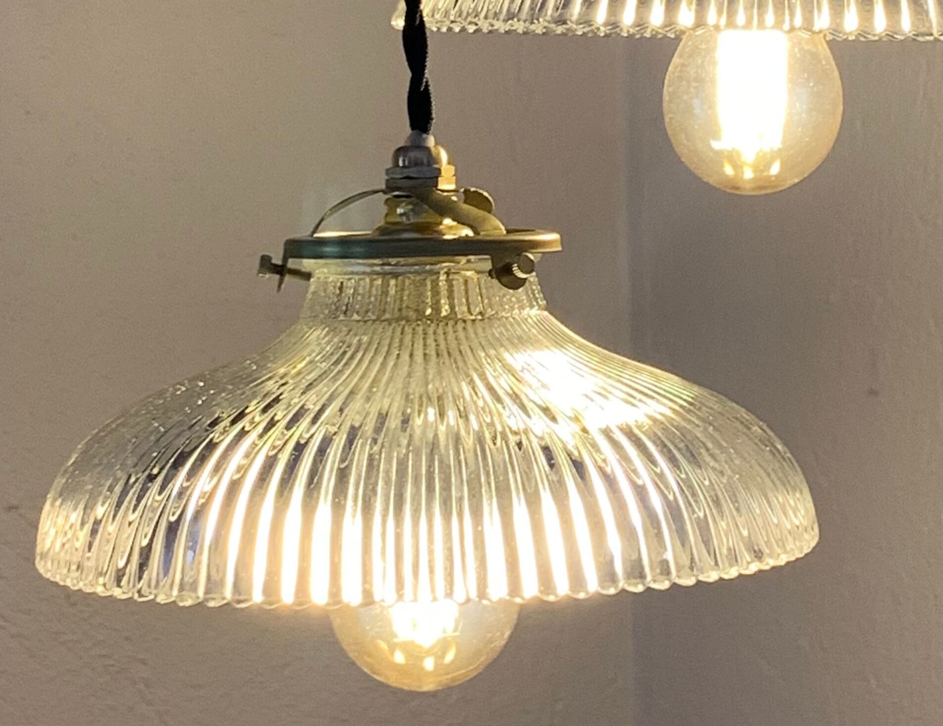 Duo of suspensions Holophane bistro style