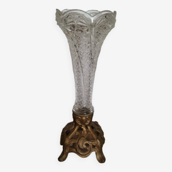 Old cornet vase on spelter foot