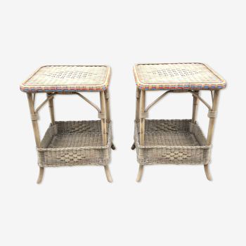 Pair of vintage wicker bedsides