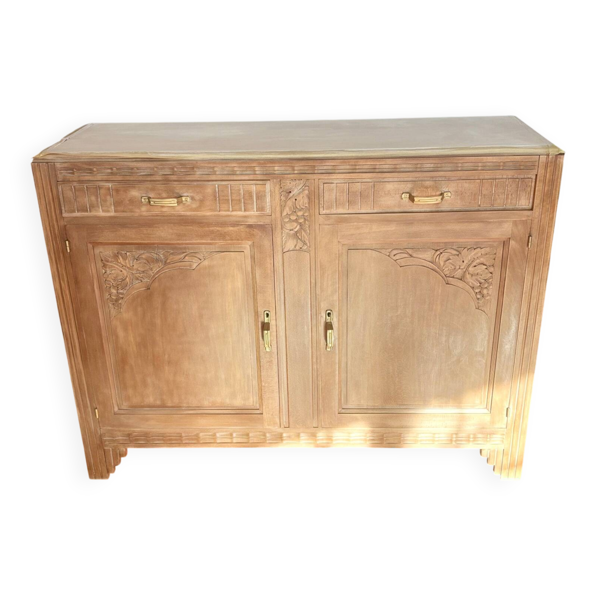 Buffet Art Déco des années 40 en bois massif blanchi – restaurer