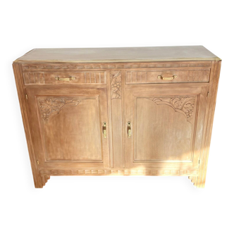 Buffet Art Déco des années 40 en bois massif blanchi – restaurer