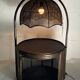 Table d’appoint en rotin en bambou avec lampe suspendue intégrée, hollandaise des années 1960-1970
