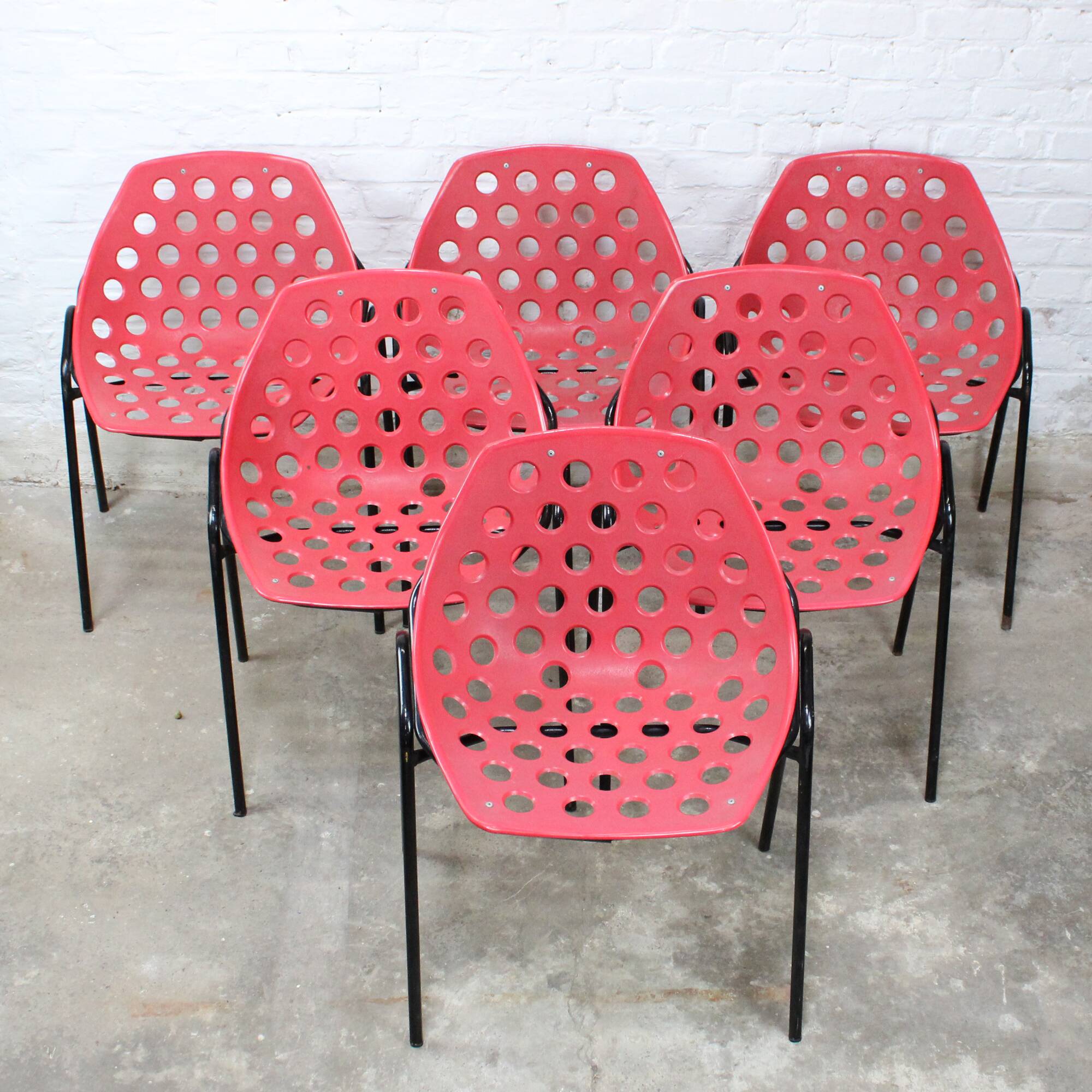 Set of 6 "Deauville" chairs by Pierre Guariche for Meurop