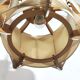Raffia and wood ceiling lamp. Spain, 1970s.