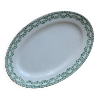 Antique oval serving dish, ironstone, Boch brothers, Carlotta model