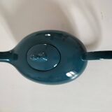 Vintage design teapot – cat model – duck blue glazed ceramic