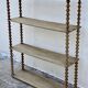 Large 19th-century turned wood wall shelf, stripped.