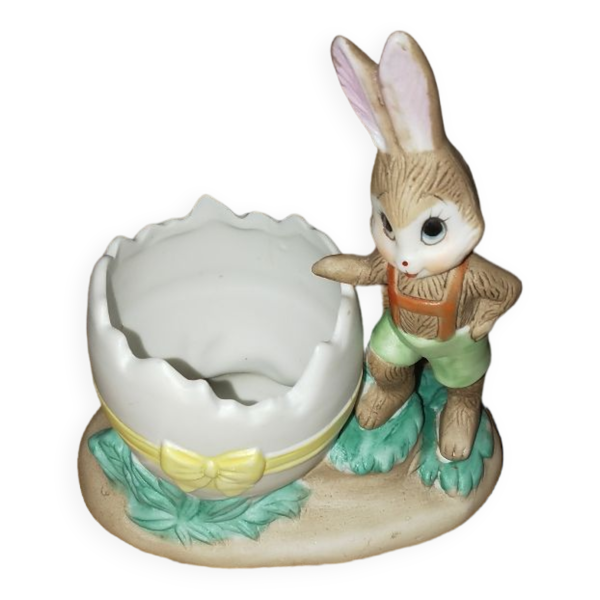 Coquetier décoratif lapin en porcelaine