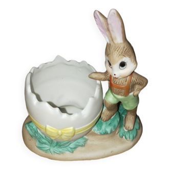 Coquetier décoratif lapin en porcelaine