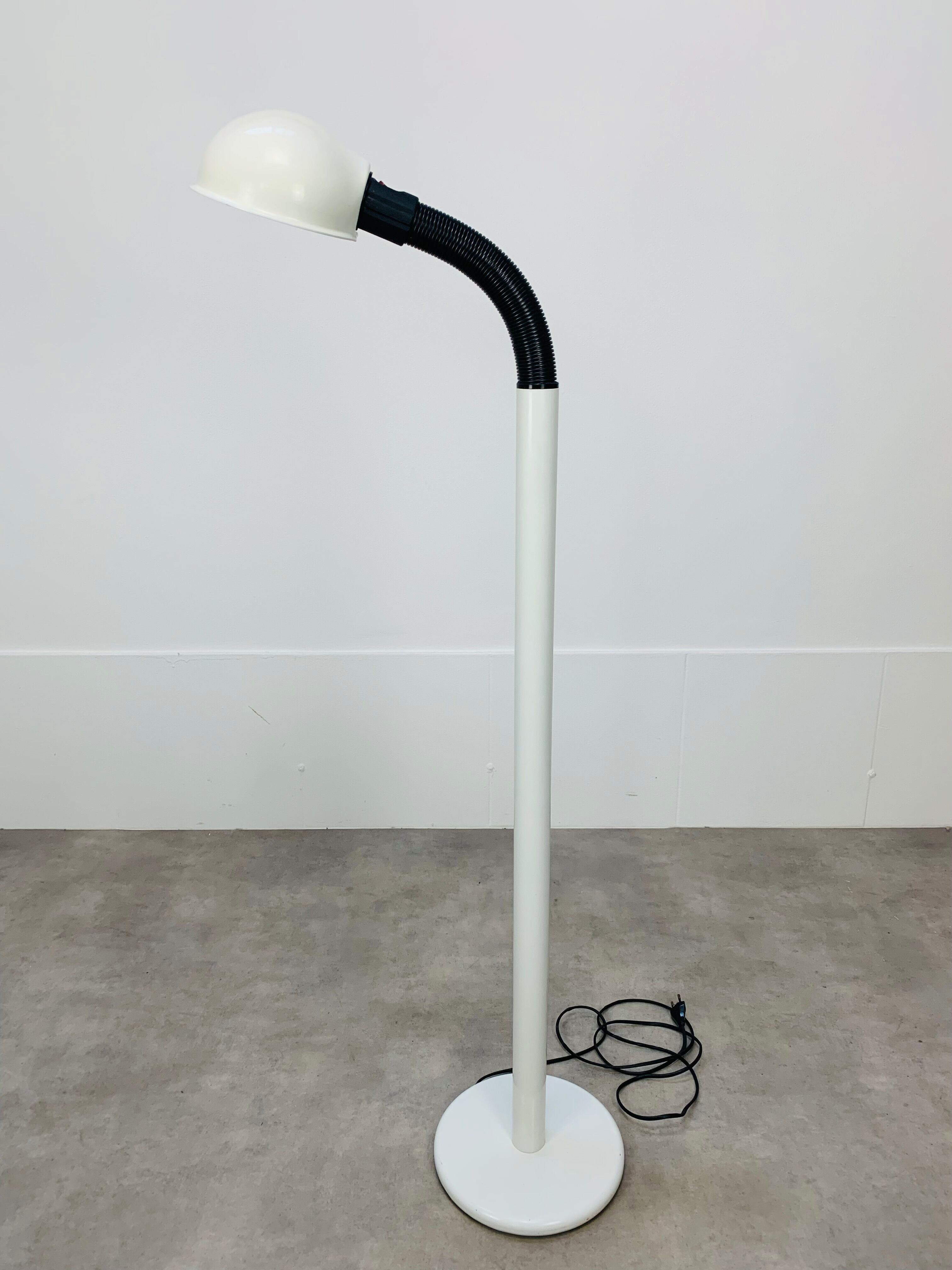 70s e-reader floor lamp space age style, white metal