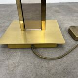 70s floor lamp in brass and smoked plexiglass, Hollywood Regency