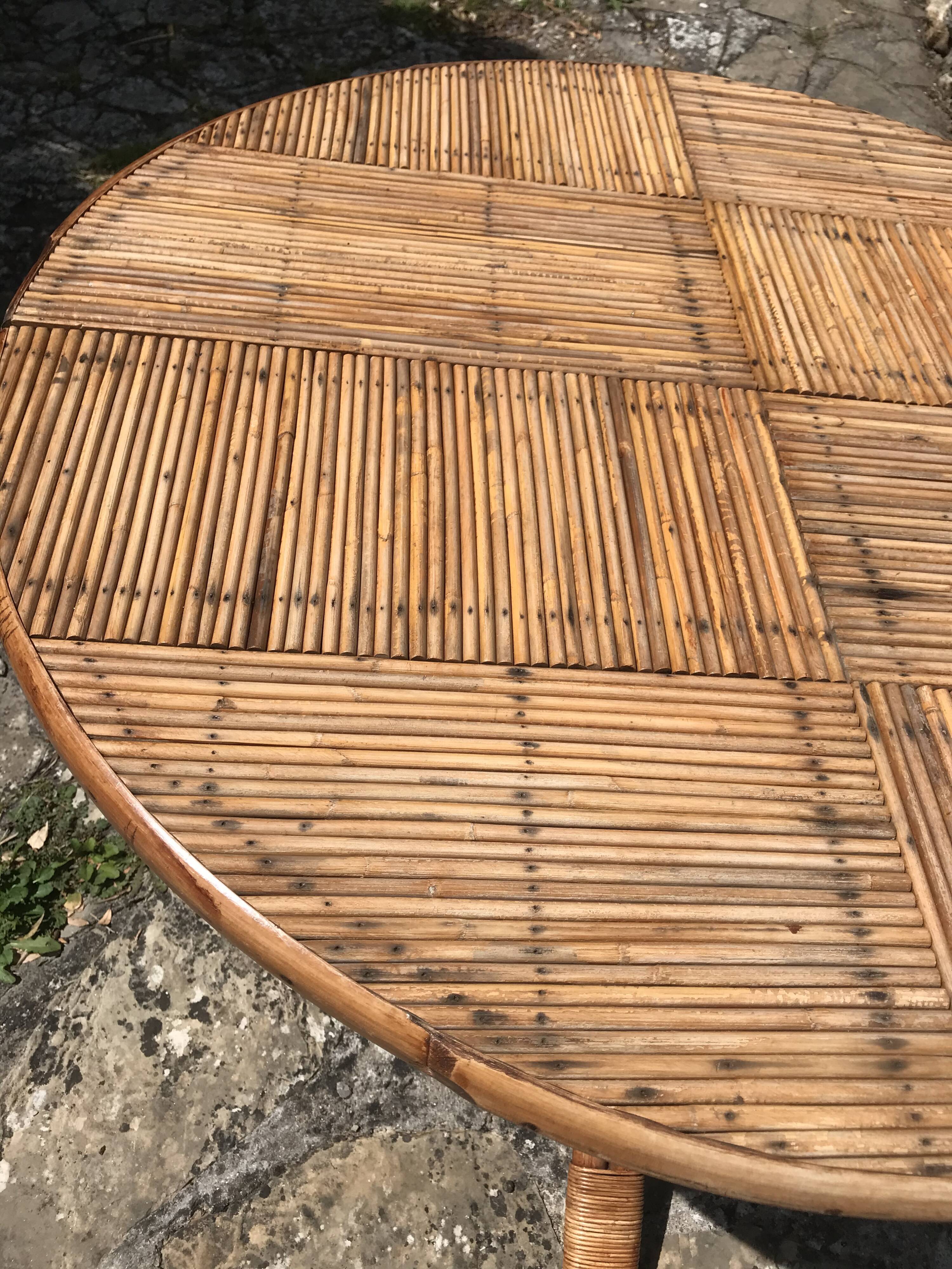 Extension rattan table circa 1960