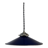 Suspension industrielle ancienne emaillee bleue