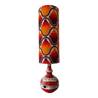 Ice cream floor lamp - red ceramic and vintage 70's fabric