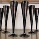 Service de 6 grandes flûtes vintage signées noires et argent
