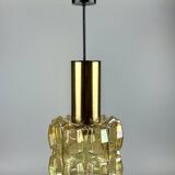 60er 70er Jahre Deckenlampe Glashütte Limburg Germany Glas & Messing Space