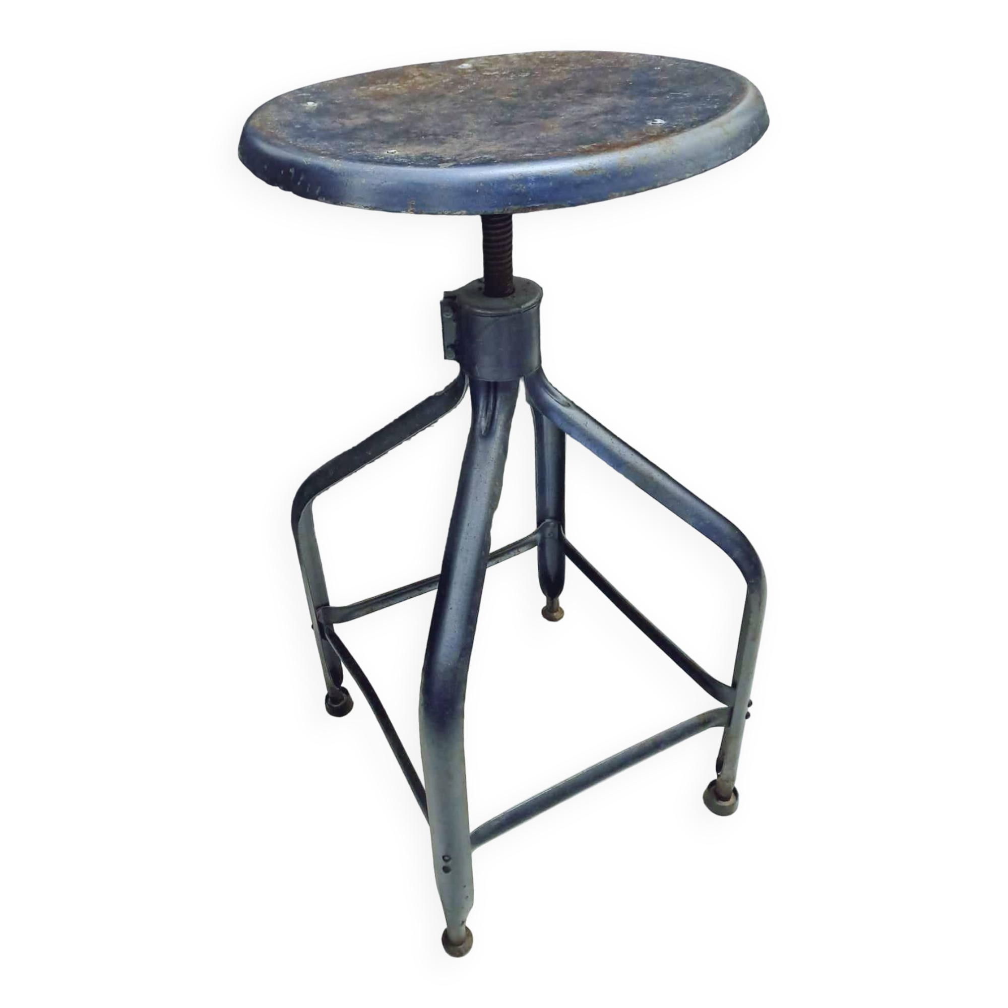 Height-adjustable industrial metal stool