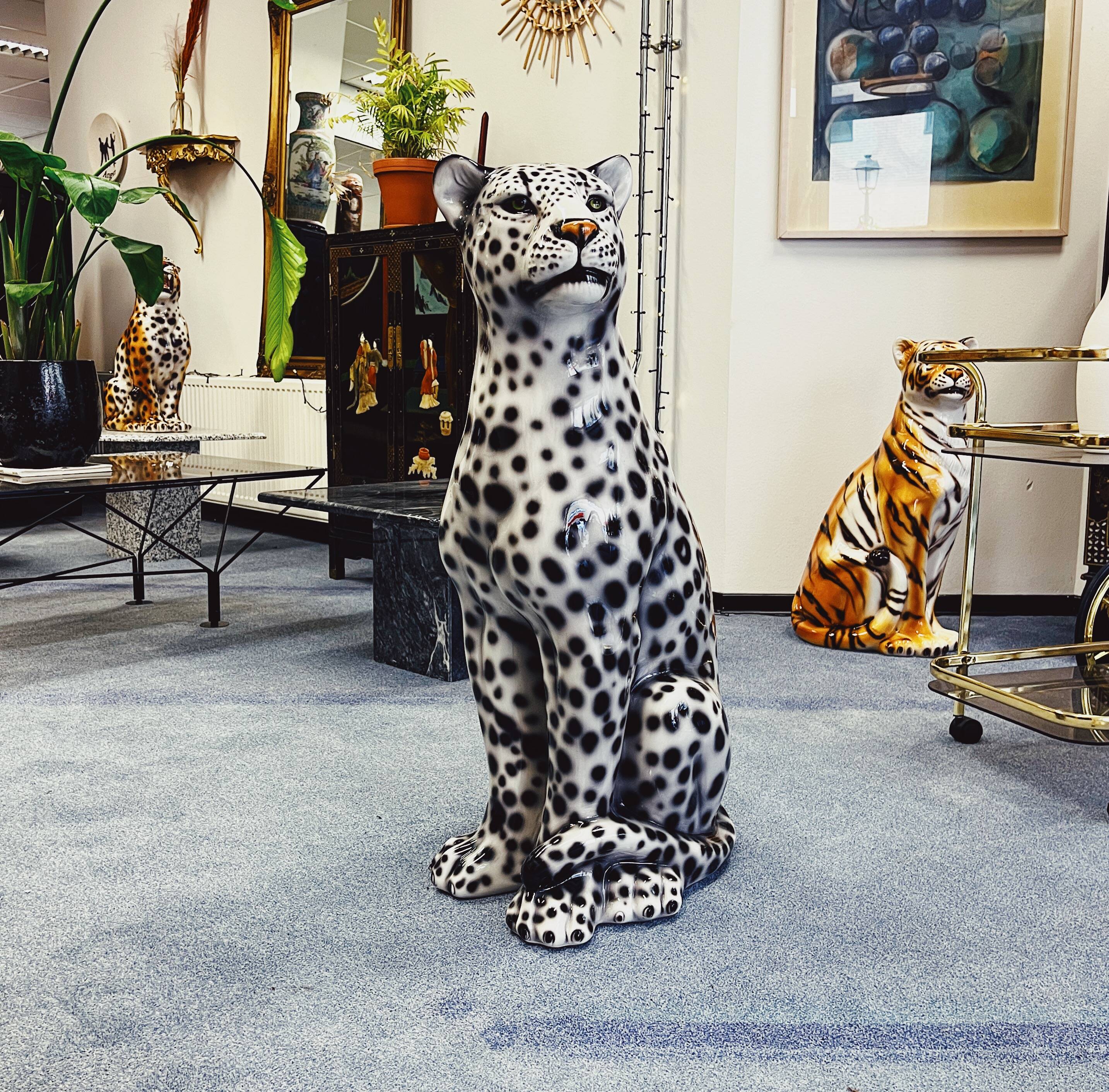 Snow Leopard Ceramic Statue