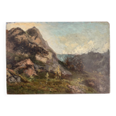 Old Oil Painting Wood Panel P Reynaud Post-Impressionism Landscape