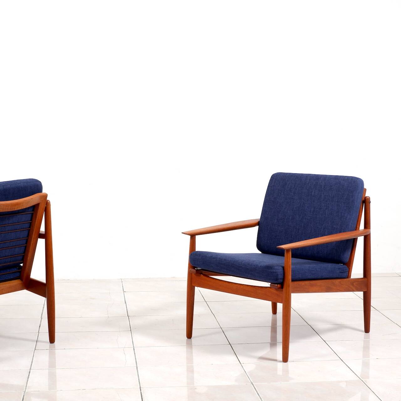2 fauteuils lounge en teck par Arne Vodder pour Glostrup Mobelfabrik