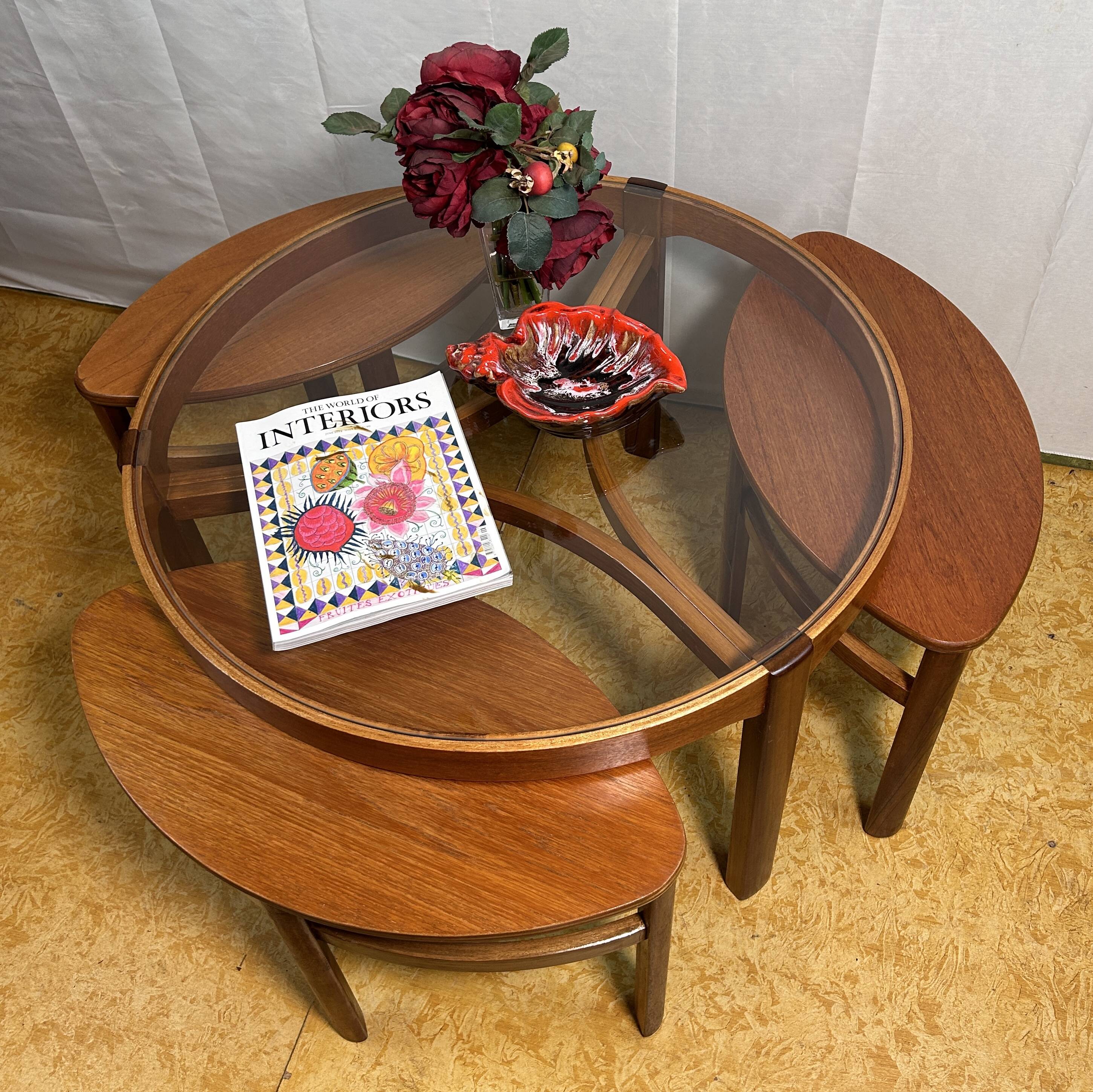 Mid century retro vintage teak round coffee table by Nathan Trinity 1960