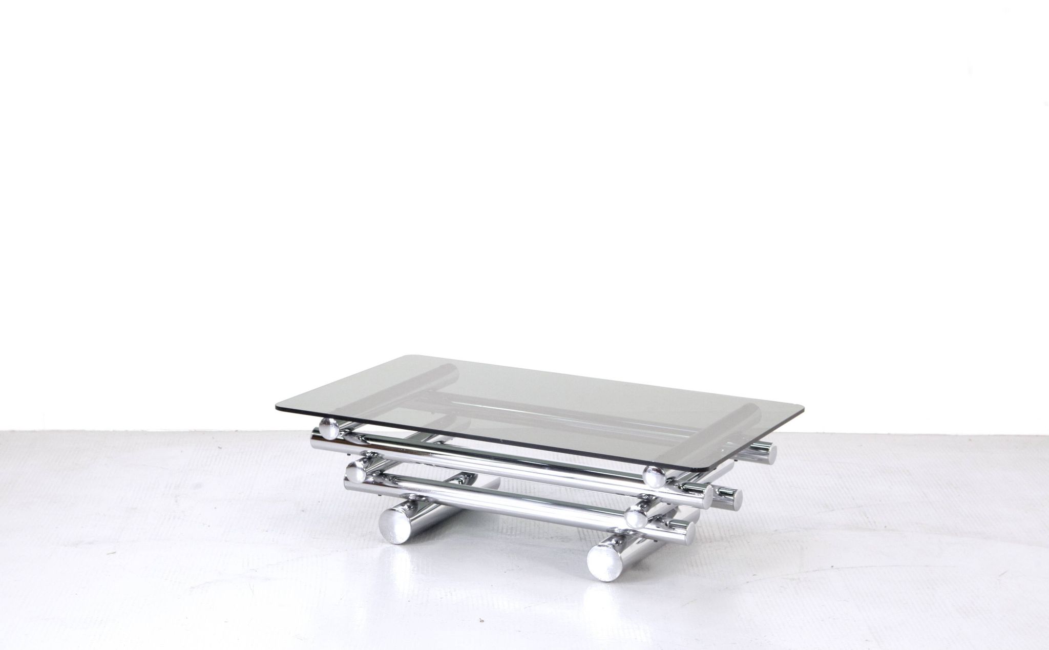 Midcentury 1970s Italian Stacked Chrome Coffee Table