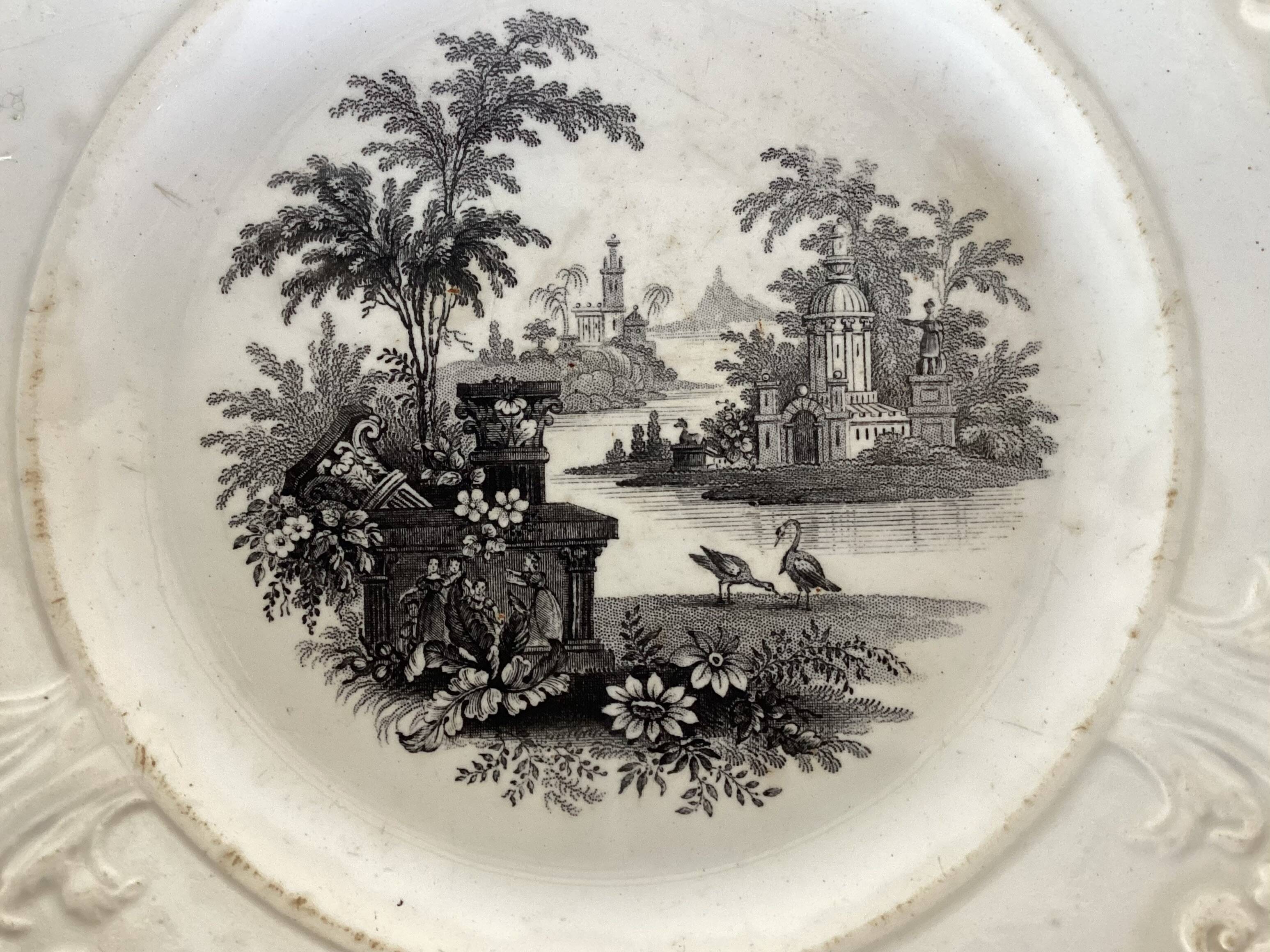 Antique pipe plate david johnston bordeaux 19th century